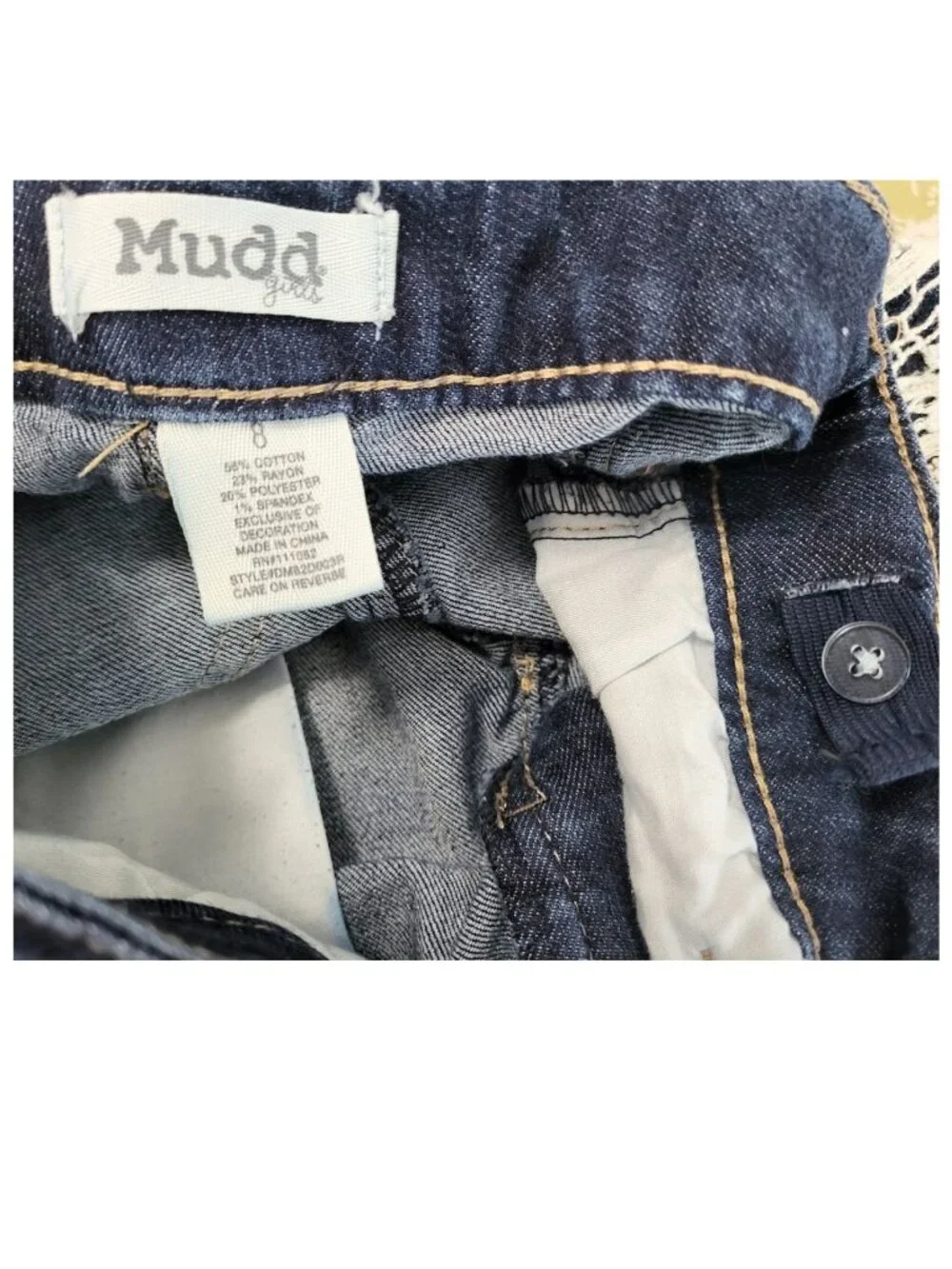MUDD Adjustable Waist Blue Denim Lace Jean Shorts - Girl's 8